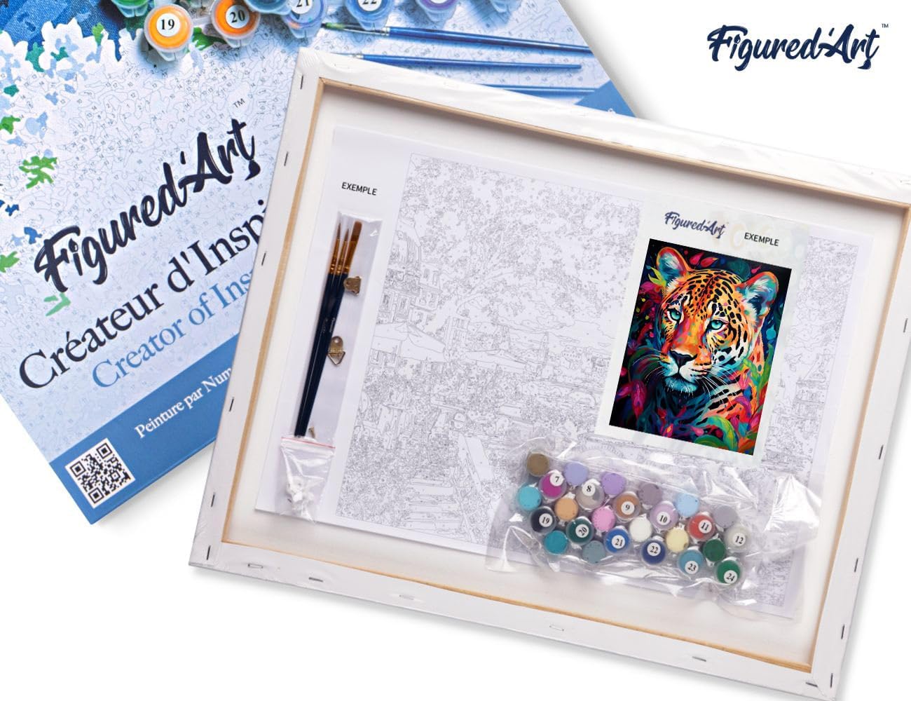 Malen nach Zahlen Set Leopard Farbenfroh Abstrakt, 40x50 cm mit Rahmen, Leopard Farbenfroh Abstrakt 40x50cm Mit Rahmen (bereits gespannt)