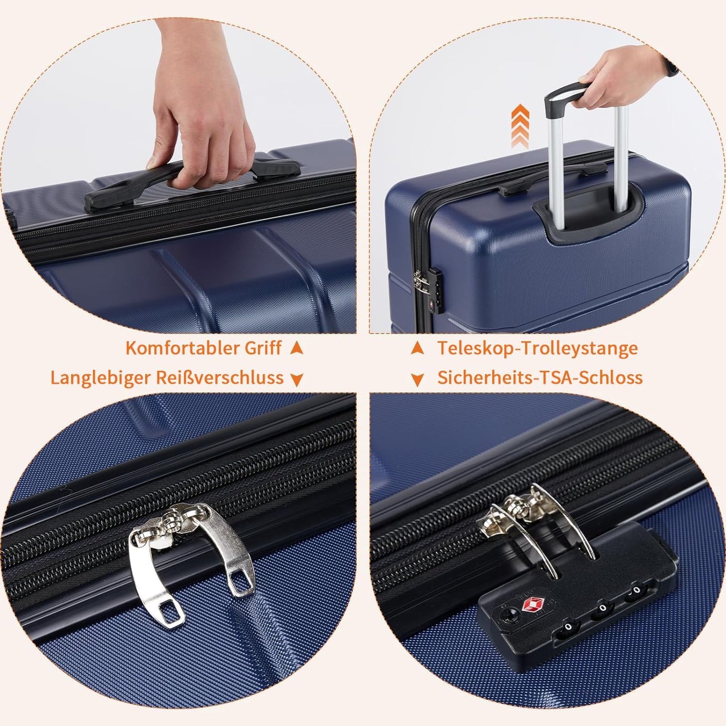 3-teiliges Hartschalenkofferset, Xlx-blau
