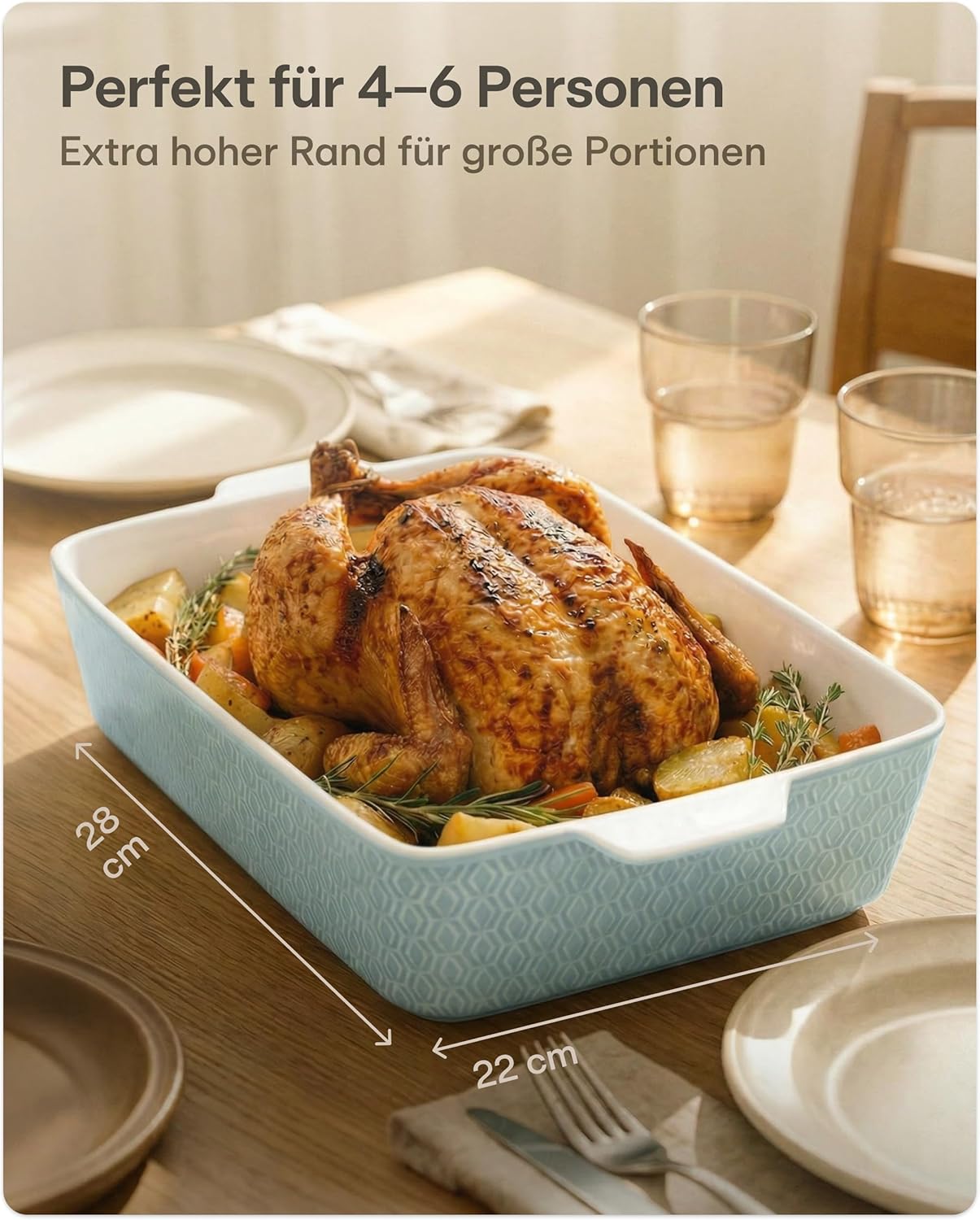 Auflaufform mit extra hohem Rand, Blau