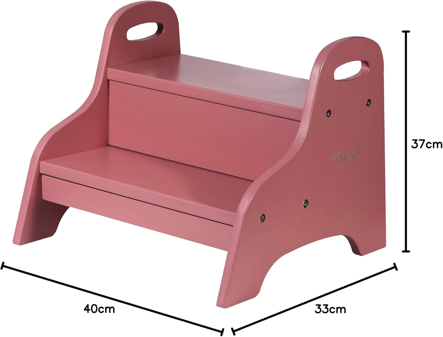 Holztritt-Hocker mit 2 Stufen für Kinder, Altrosa