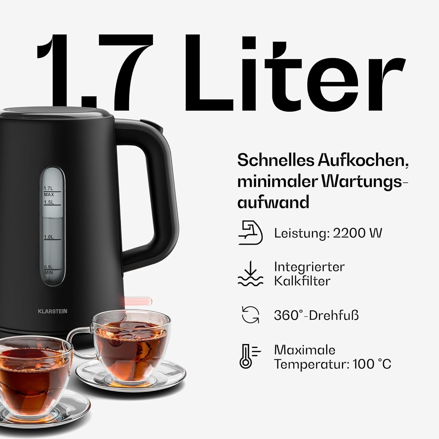 Velaire Frühstücksset: Toaster, Wasserkocher, Kaffeemaschine, Schwarz Komplettset