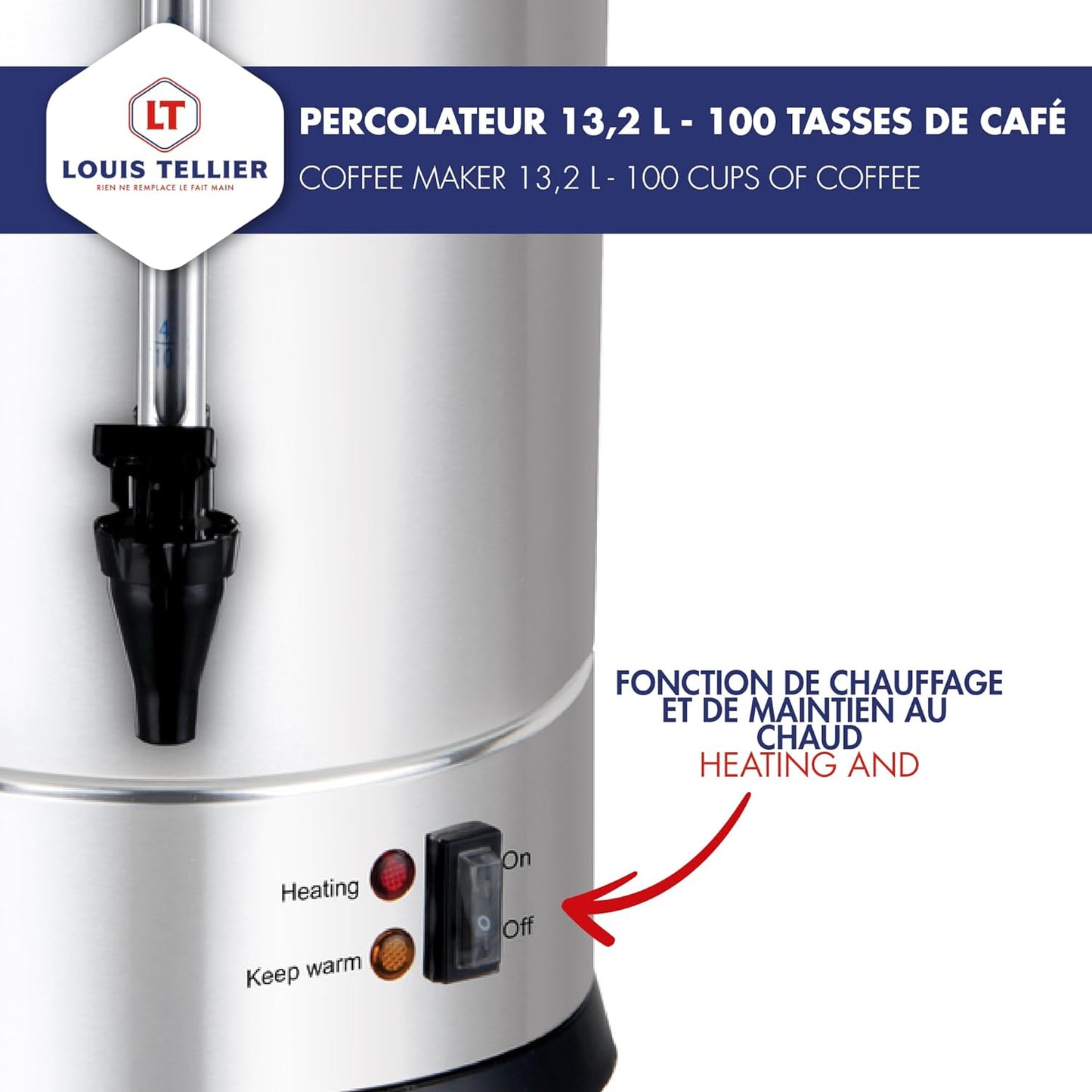 Professionelle Kaffeemaschine 100 Tassen, 13,2 Liter