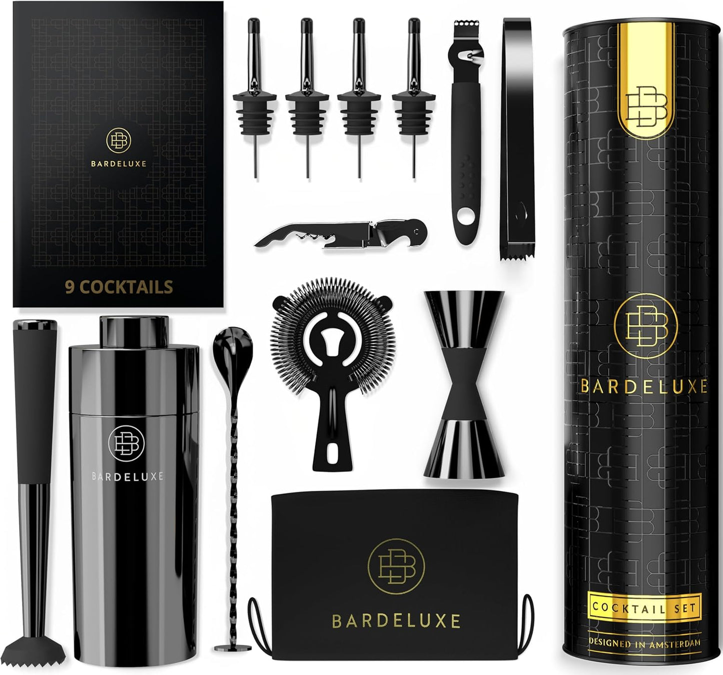 Cocktail Set, Metallic Schwarz