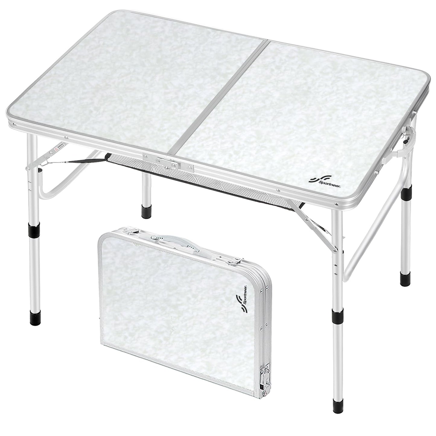 Klappbarer Campingtisch, Weiss 90*60cm(2 Höhe)