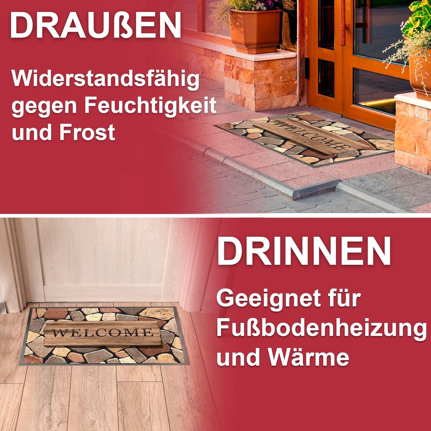 Rutschfeste Schmutzfangmatte Welcome 2, Welcome 2 60 x 80 cm (Rechteckig)