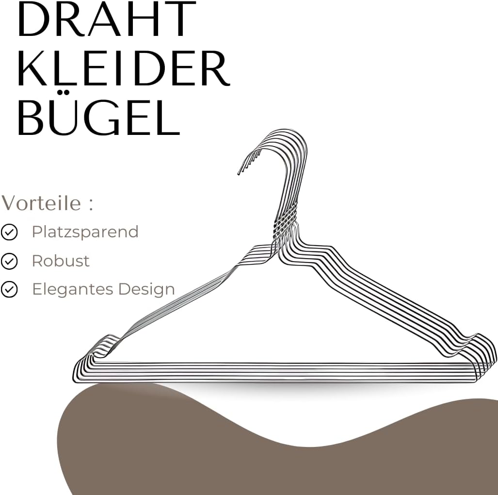 Drahtkleiderbügel, 100 Stück, Silber 100 Stück