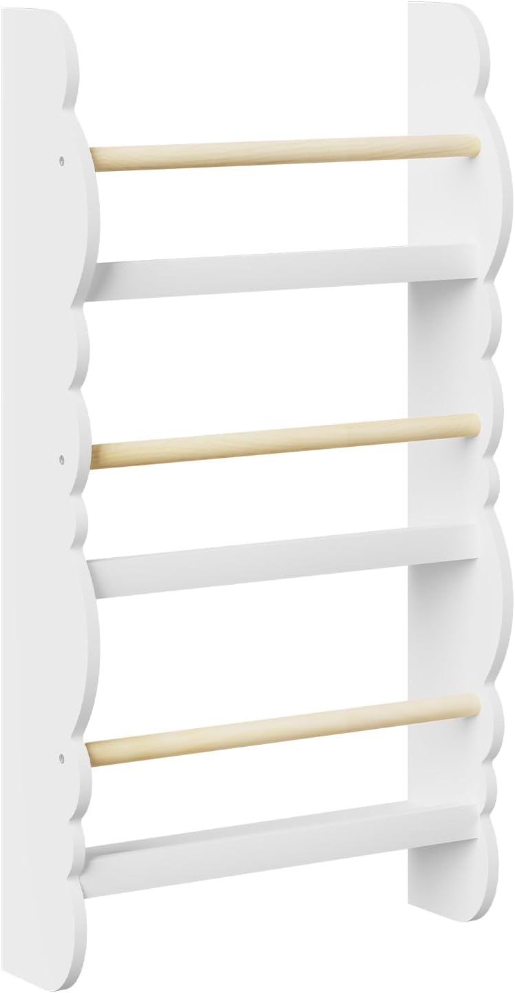 Kinder Bücherregal Wand mit 3 Ablagen, Weiß 42.5x80cm