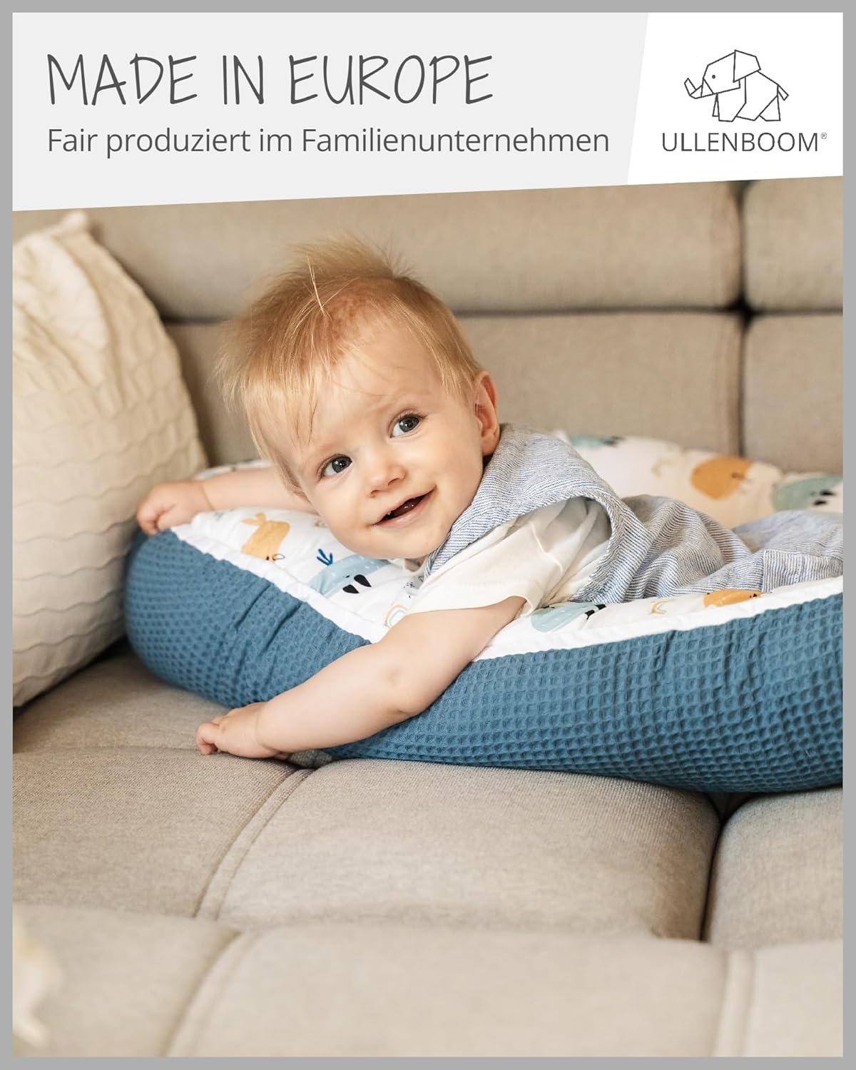 Babynest aus Baumwolle für Neugeborene, Blau-wale Babynest