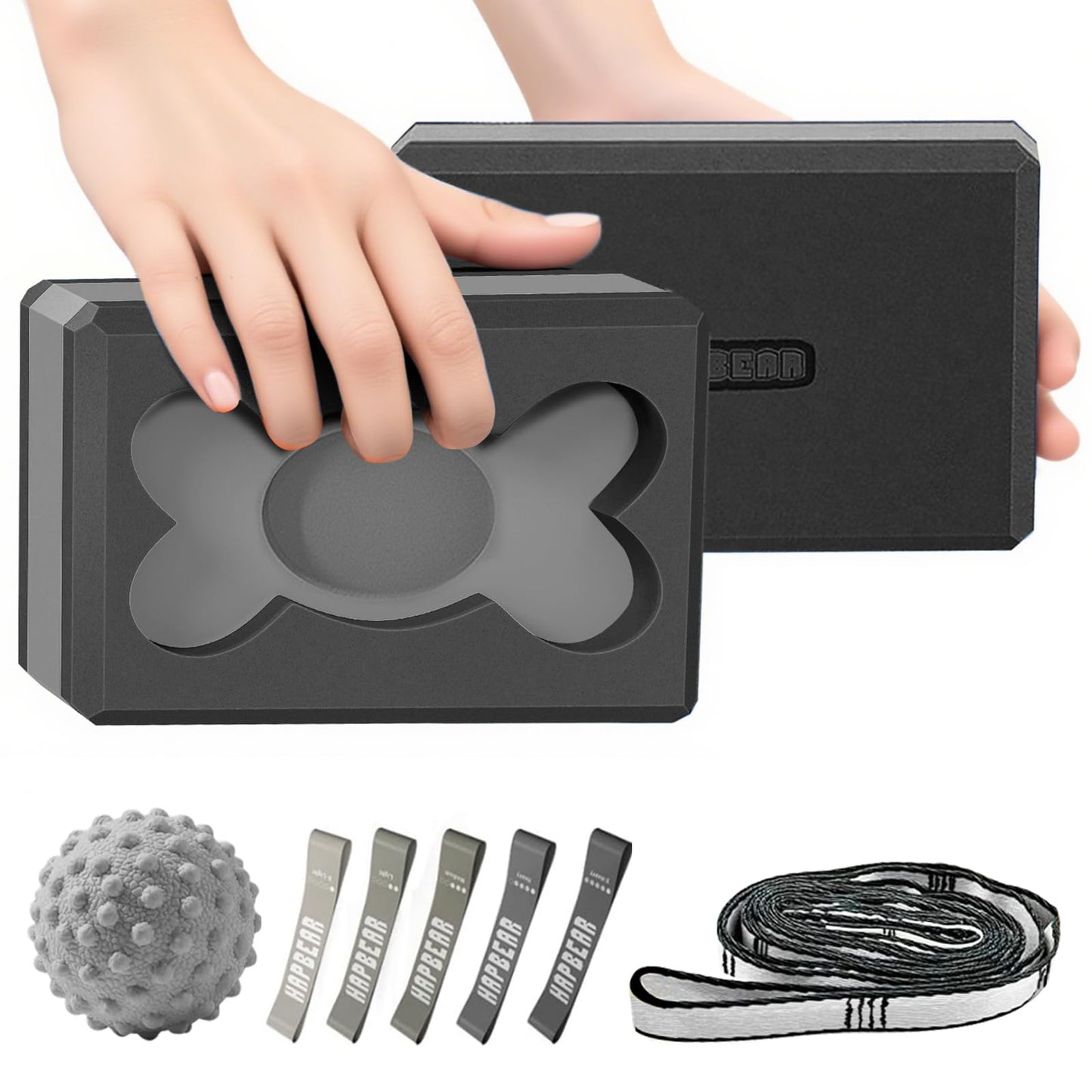 Yoga-Block Set, Schwarz/Grau