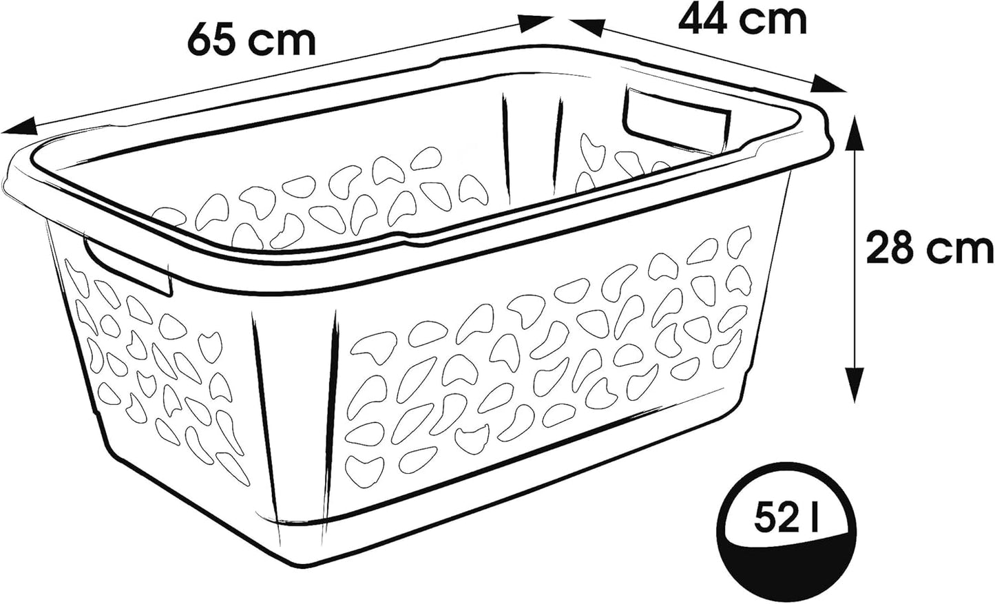 Wäschekorb Jost mit Luftdurchlässigem Dekor, Nordic Grey 52 L