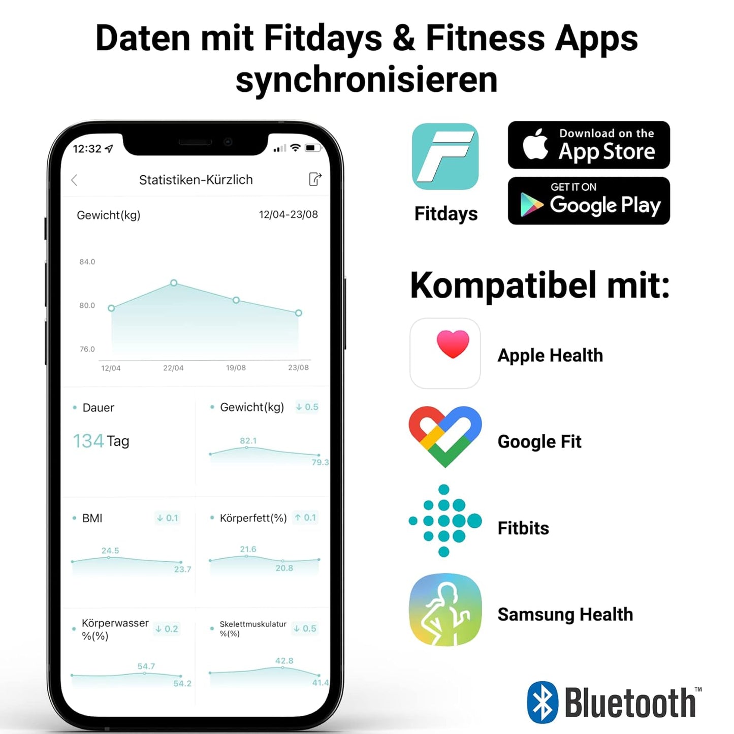 Digitale Körperfettwaage, Weiß