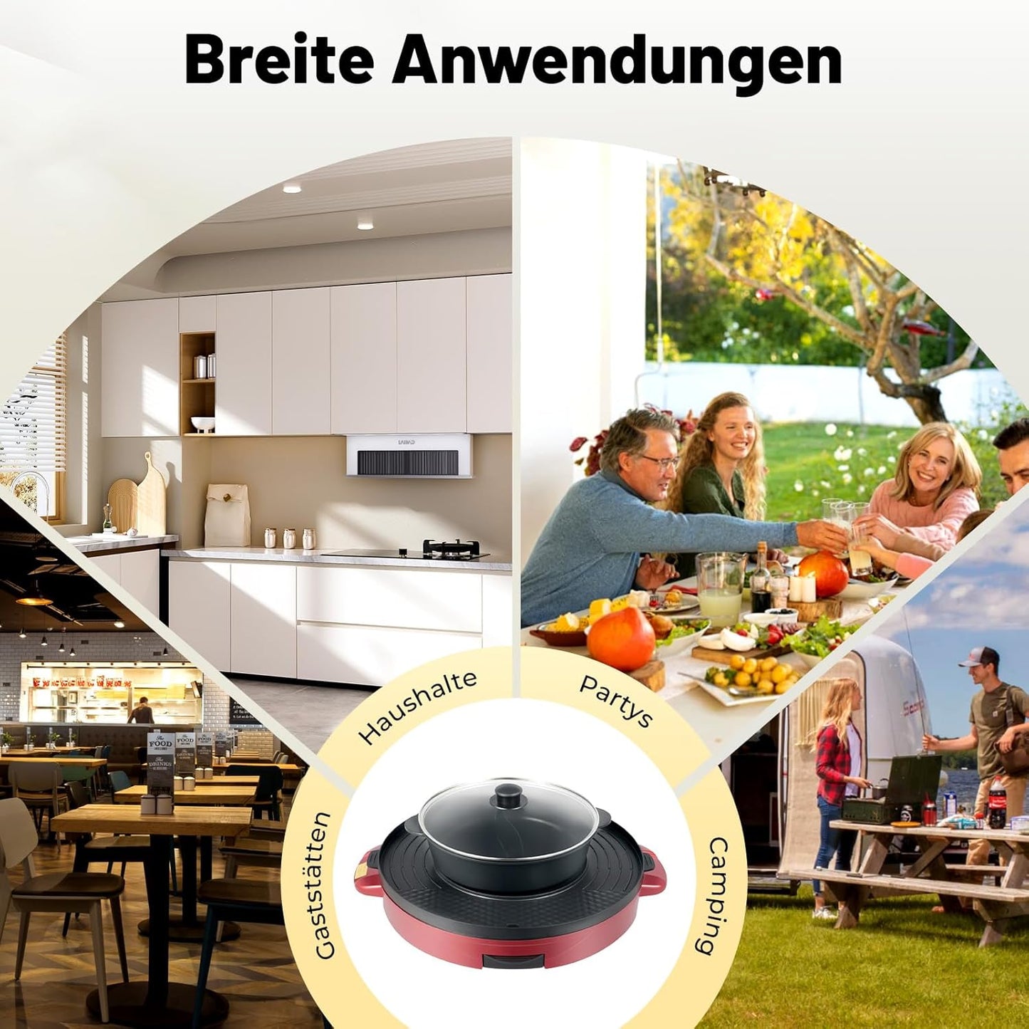 Elektrischer Hot Pot & Grill 2-in-1, Rot