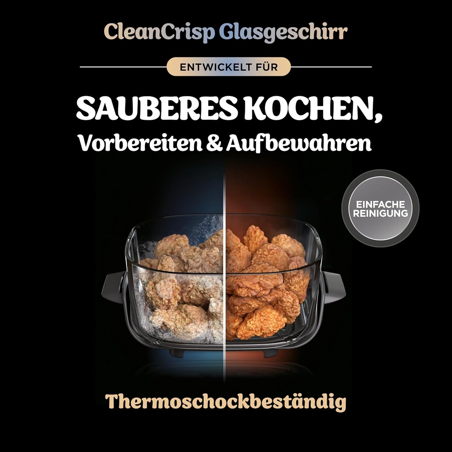 CRISPi Tragbare Heissluftfritteuse mit Glasbehältern, Mango-wolken