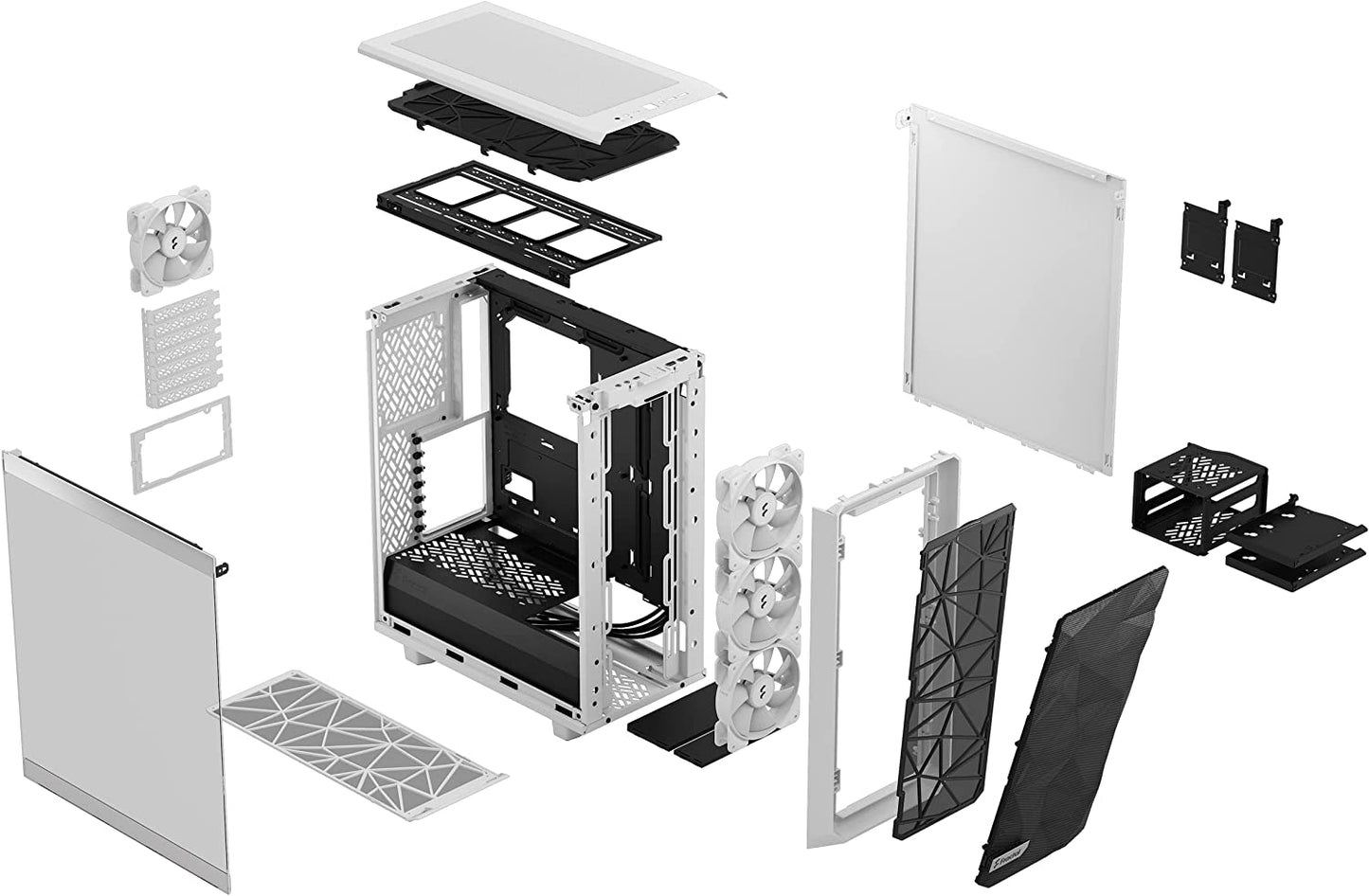 Meshify 2 Compact RGB White TG Clear Tint, Tower-Gehäuse, RGB White TG Clear Tint