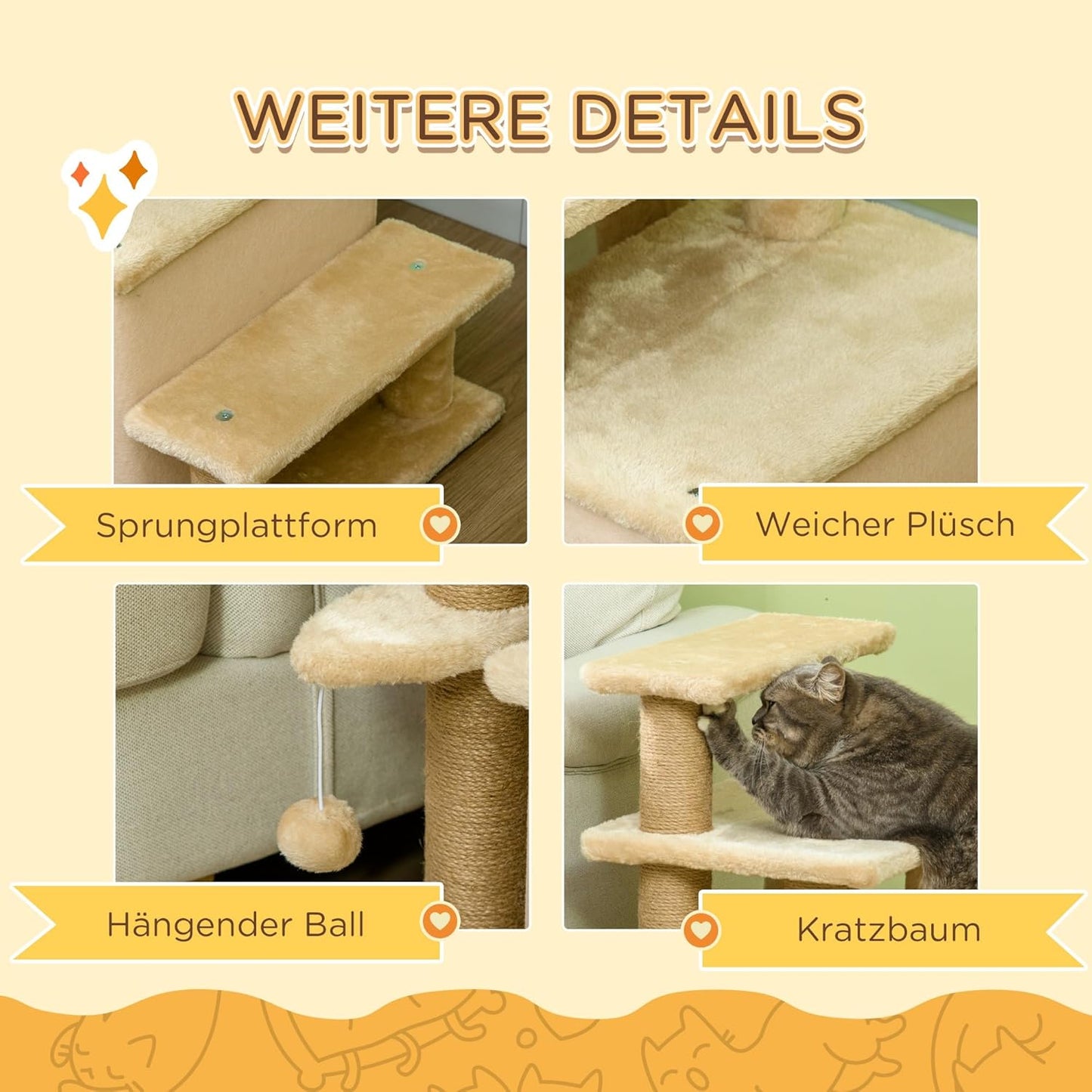 Hundetreppe mit Hütte, Beige