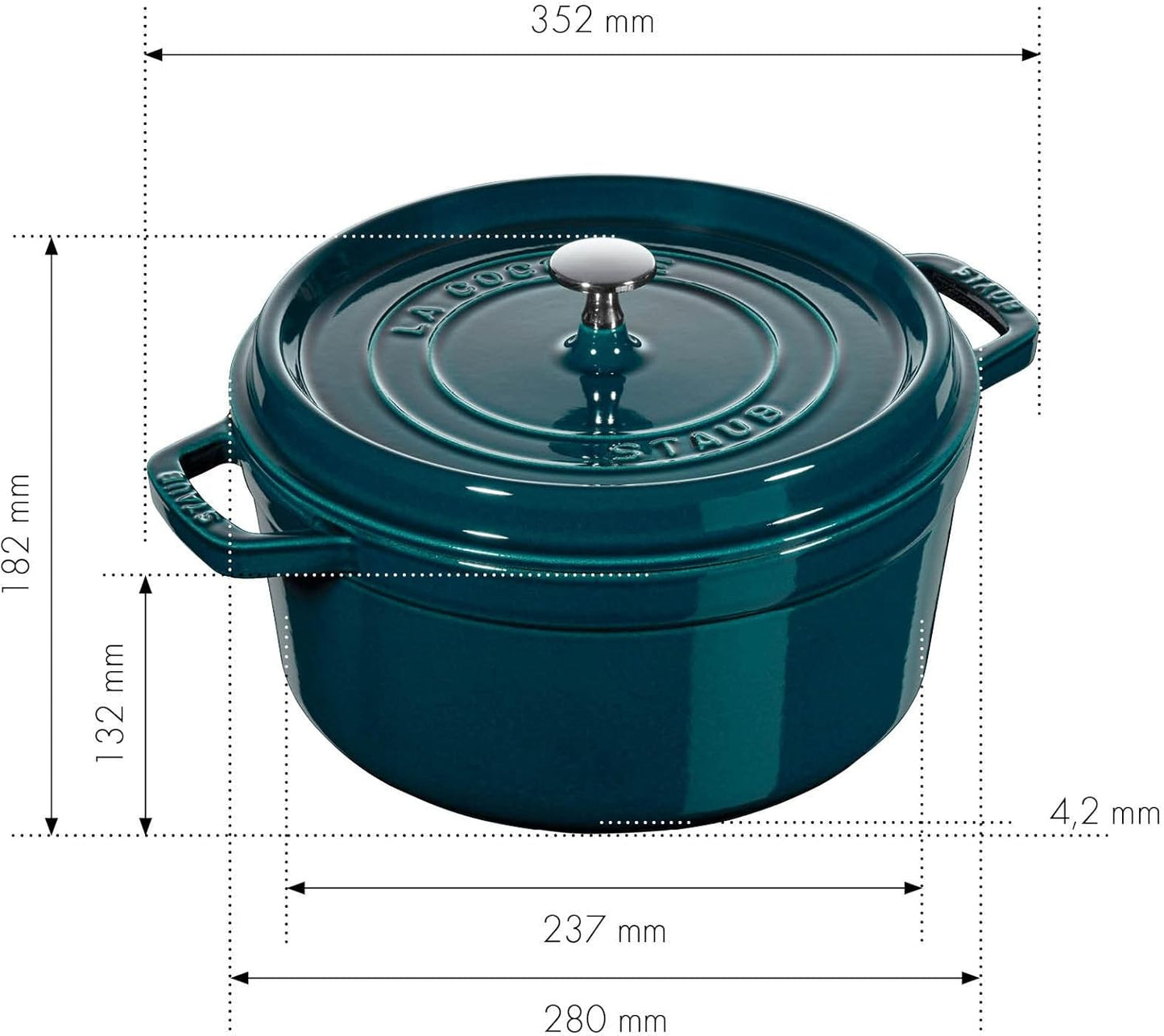 Runder Cocotte-Bräter La Mer, 28 cm Petrol-Blau