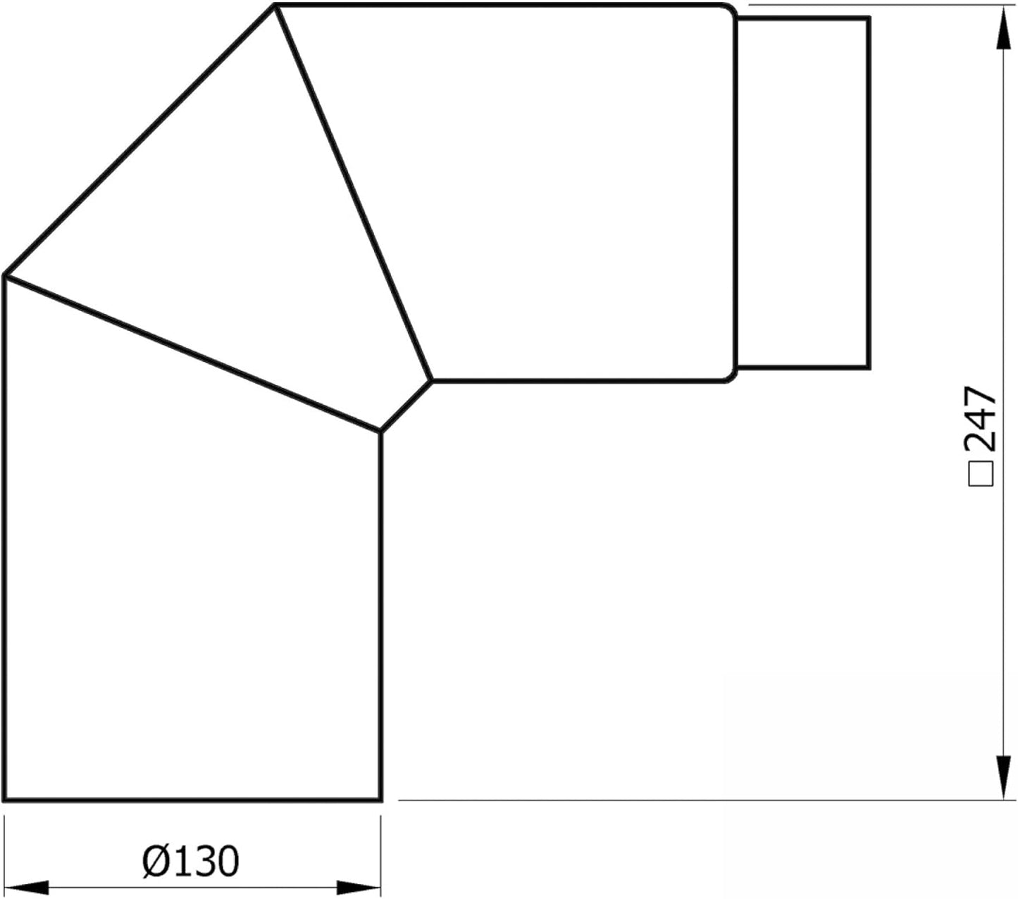 Rauchrohrbogen 90°, 130 Gussgrau