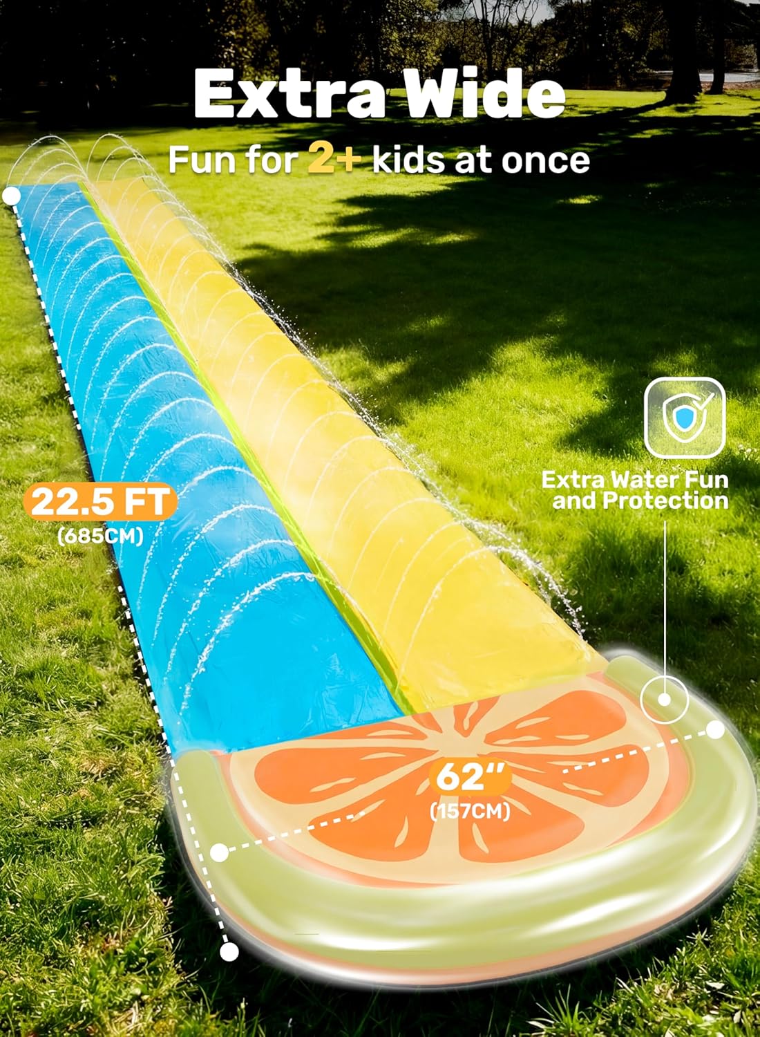 2-Personen-Wasserrutsche mit Boogie-Boards, Blau und Gelb