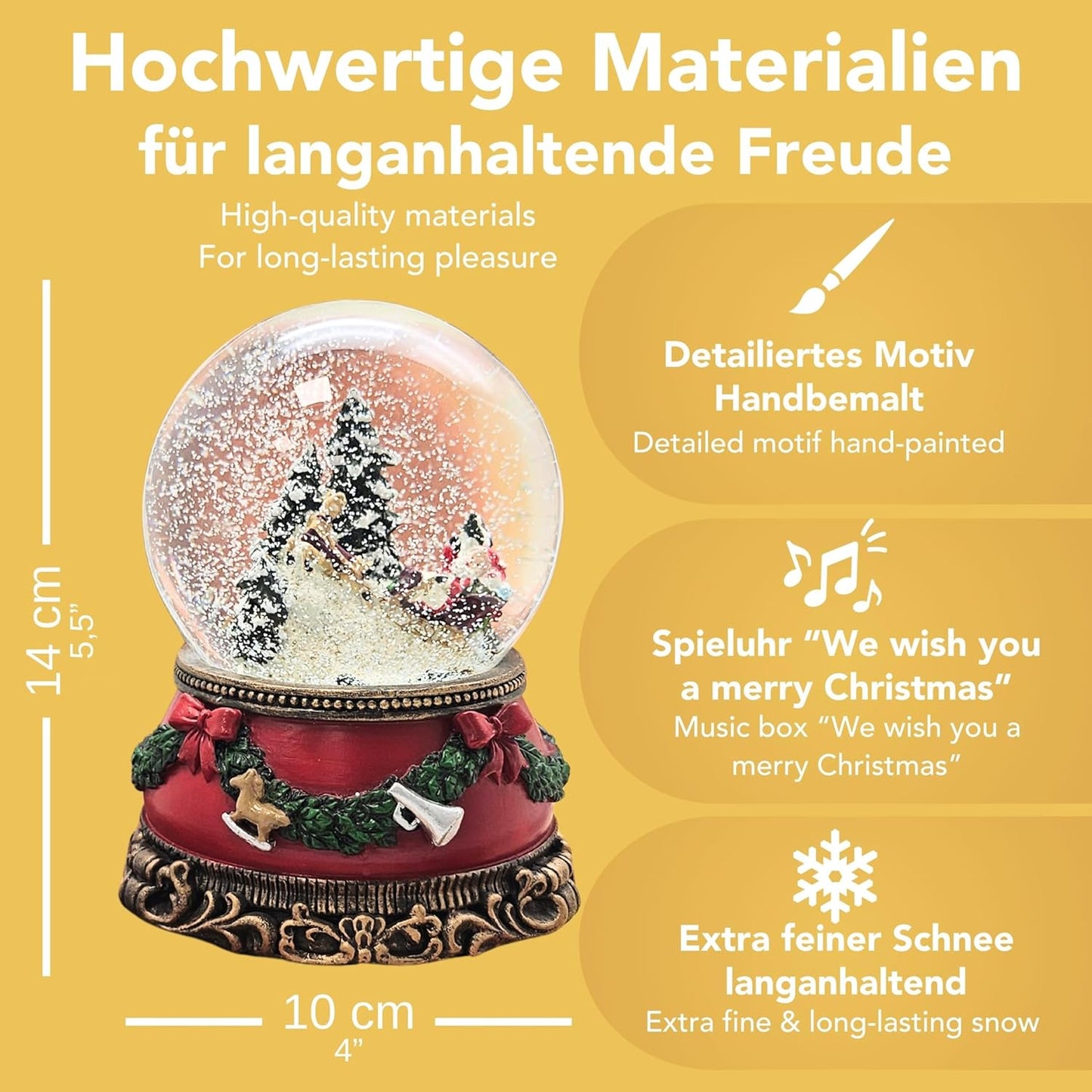 Schneekugel & Spieluhr Santa im Schlitten