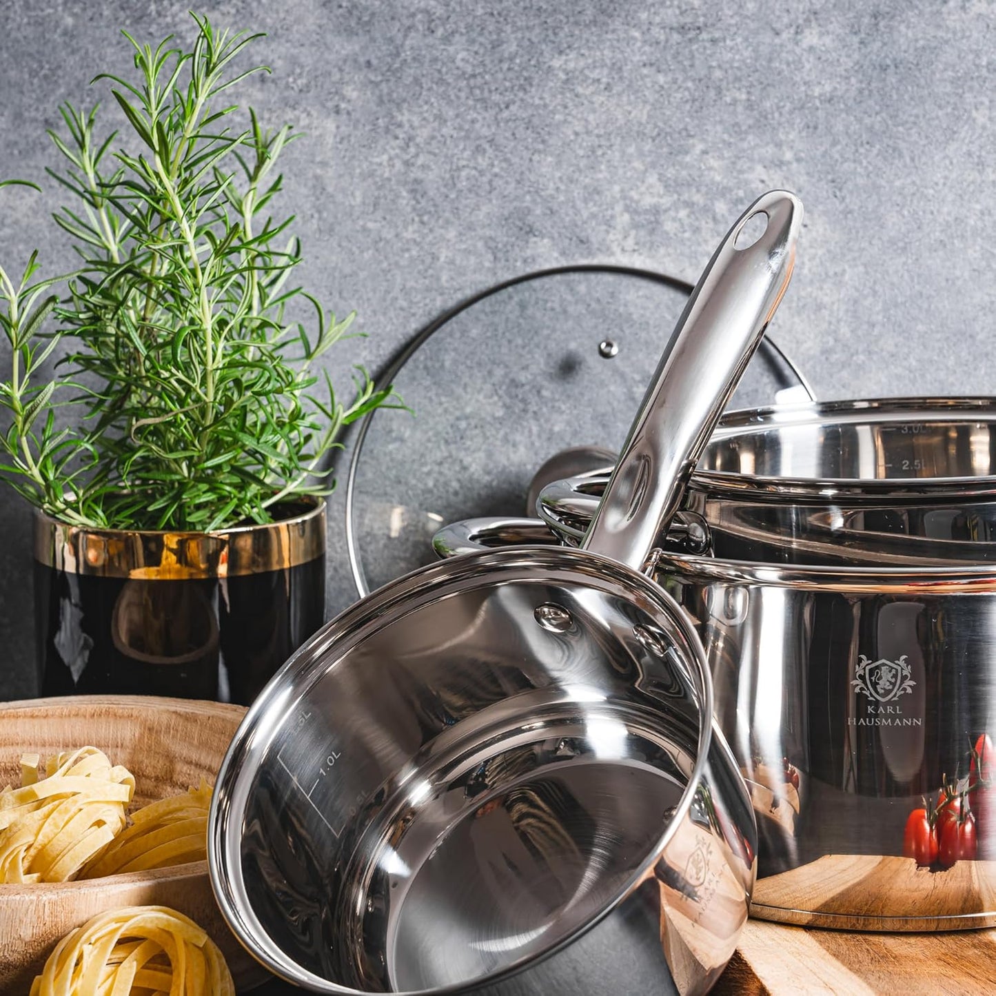 Topfset Induktion Edelstahl (3-teilig) mit Messskala