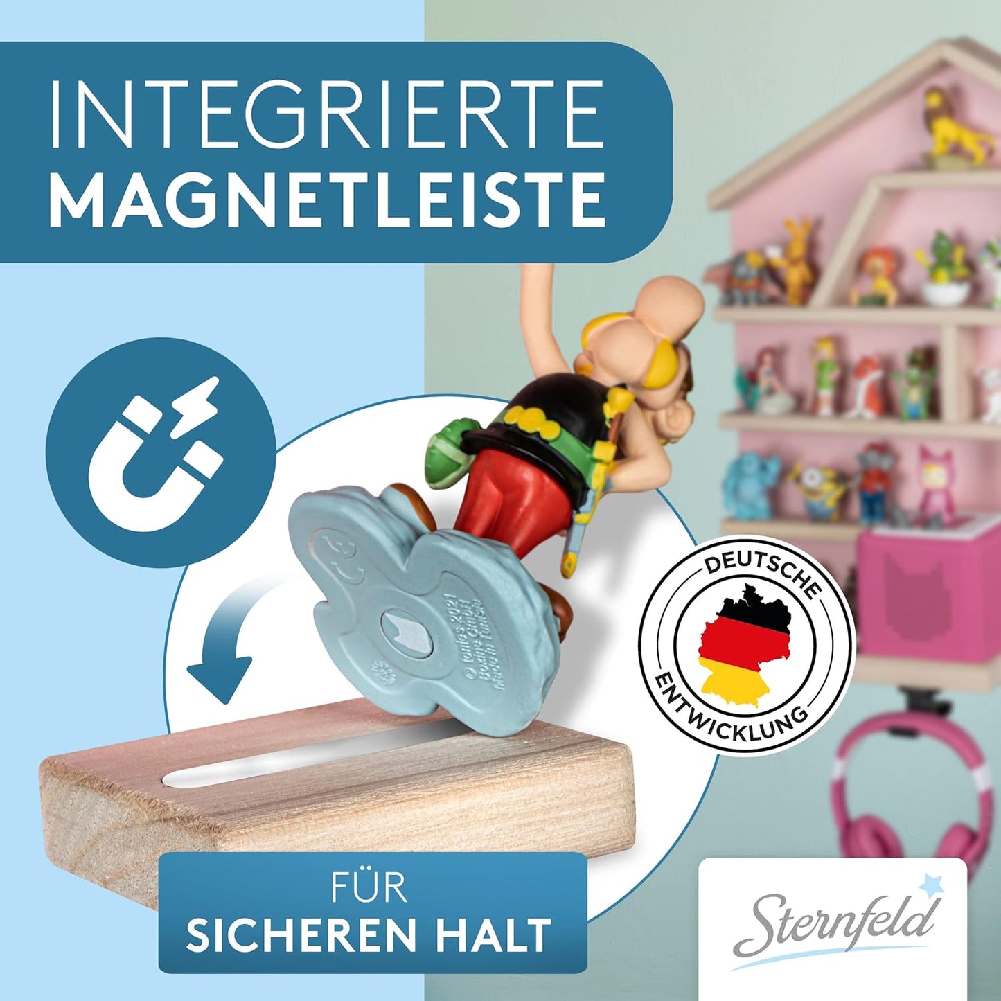 Magnetisches Tonie Regal STE-TO1000 für Toniebox & 52 Figuren, Rosa Platz für 52 Tonies