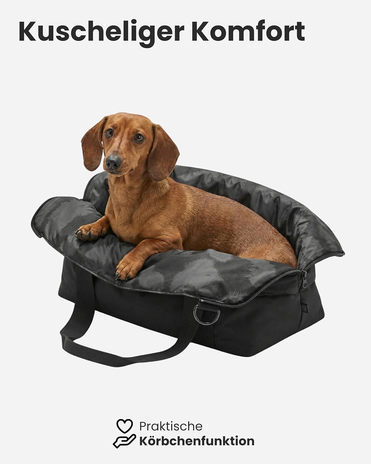 Aufklappbare Hundetragetasche Frida, Schwarz