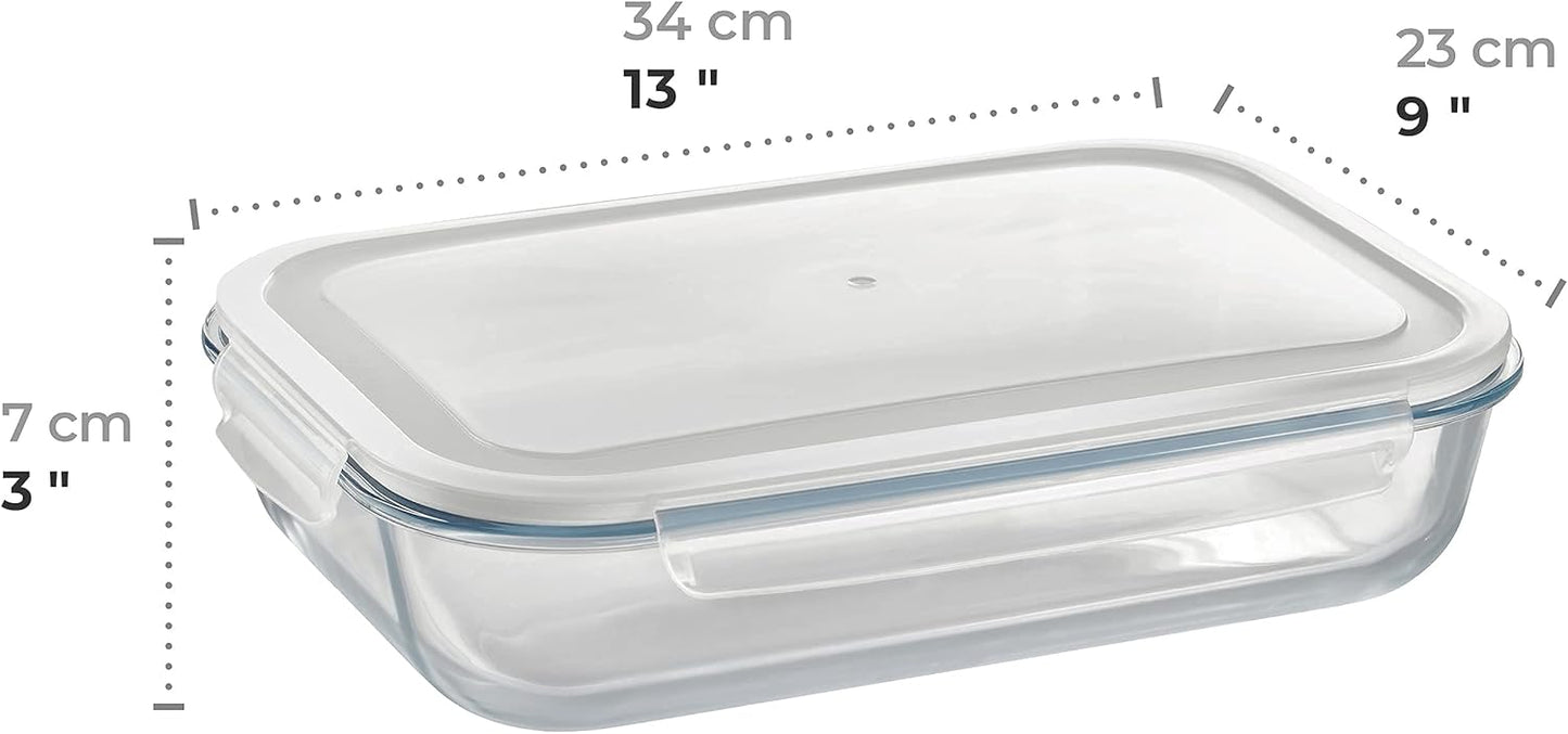 XXL Glas Frischhaltedose mit Click-Verschluss, 1 x 3600 ml Rechteckig