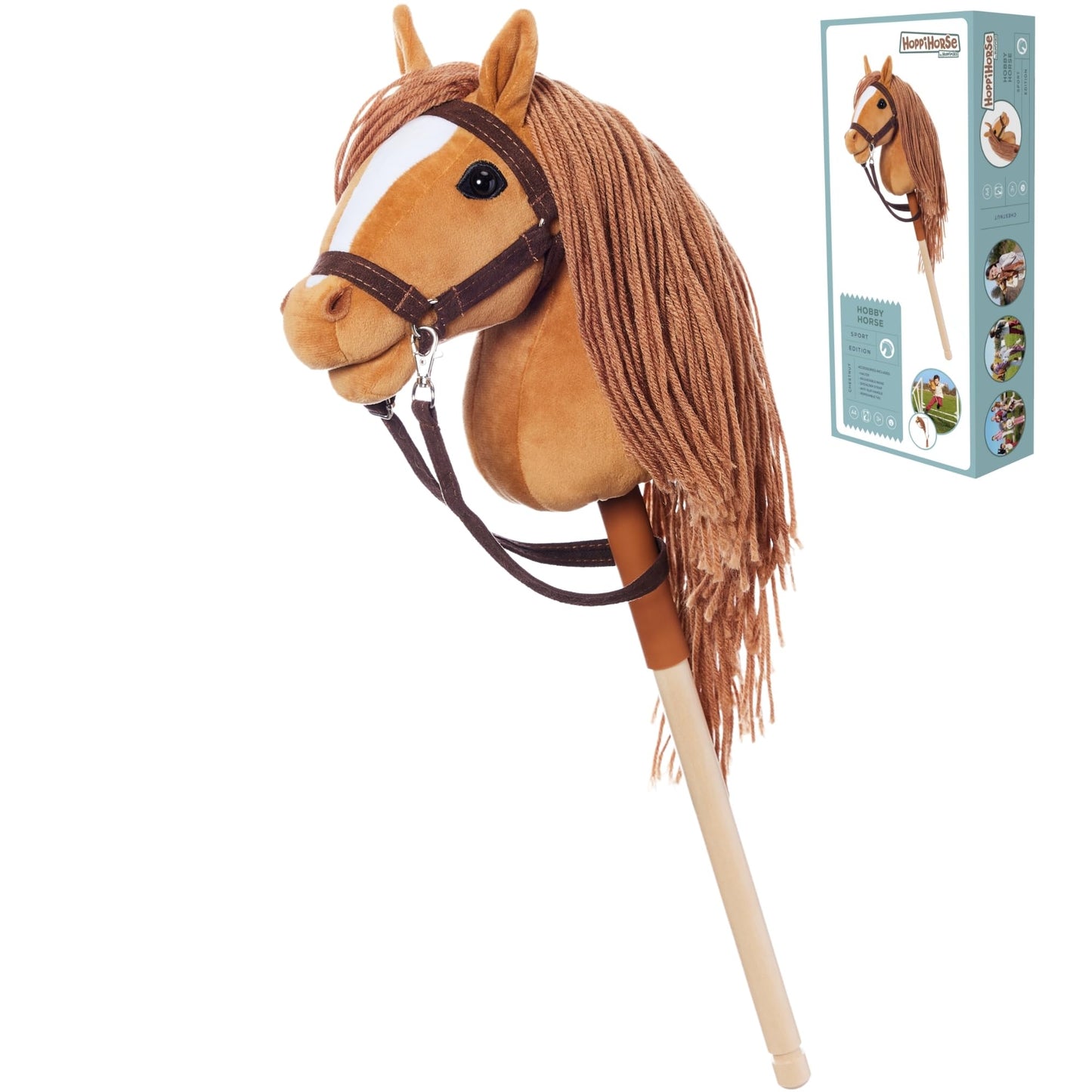 Steckenpferd mit Trense, A4 - MEDIUM Kastanie