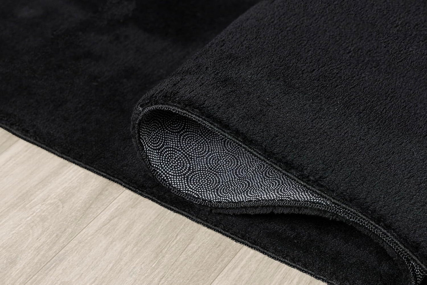 Relax Badezimmerteppich, rutschfest, flauschig und waschbar, 120 cm Rund Schwarz