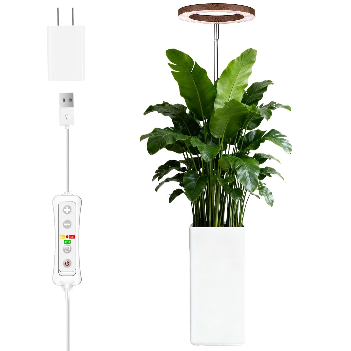 LED-Wachstumslampe mit Timer, Walnut Wood Grain 1 PCS