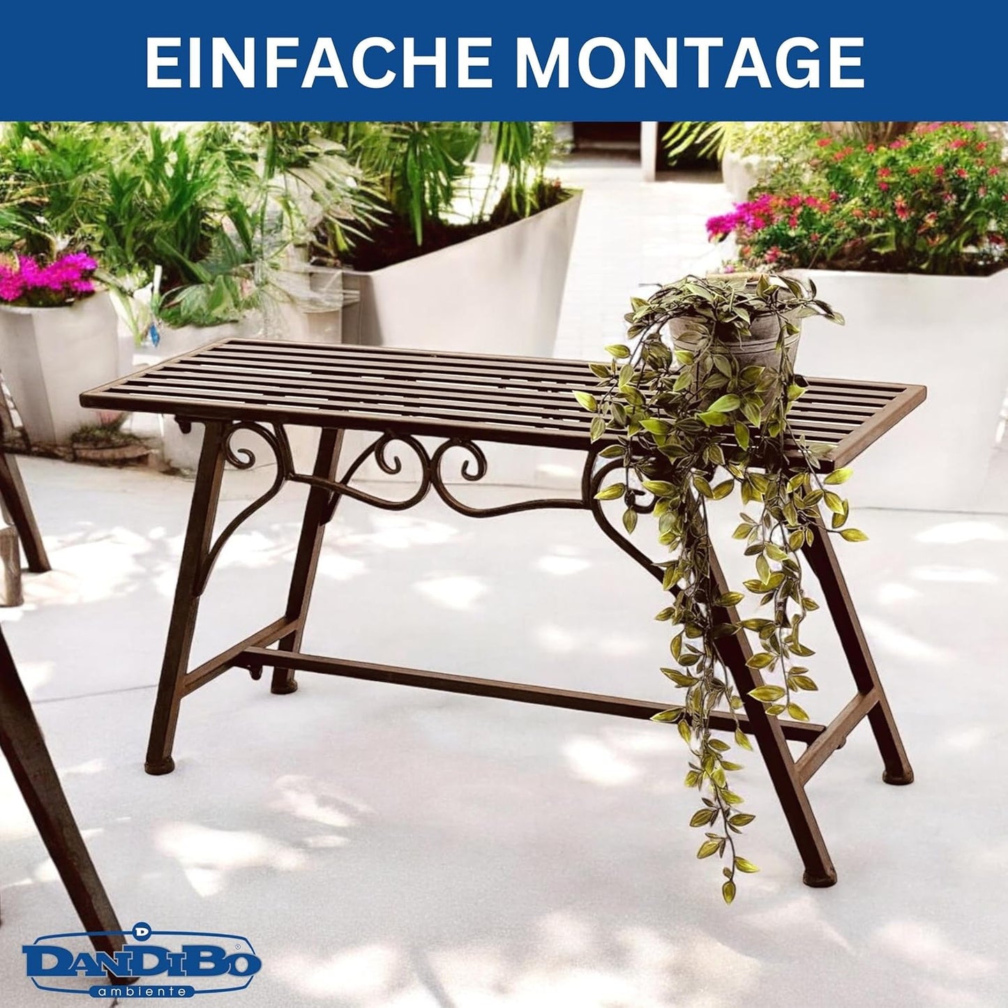 Wetterfeste Antik-Design Gartenbank Cucciu S, 83 cm x 27 cm x 45 cm