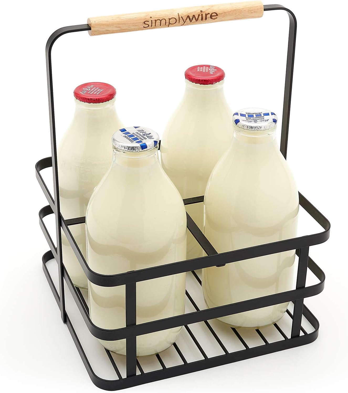 Milchflaschenhalter im Retro-Design für 4 Flaschen