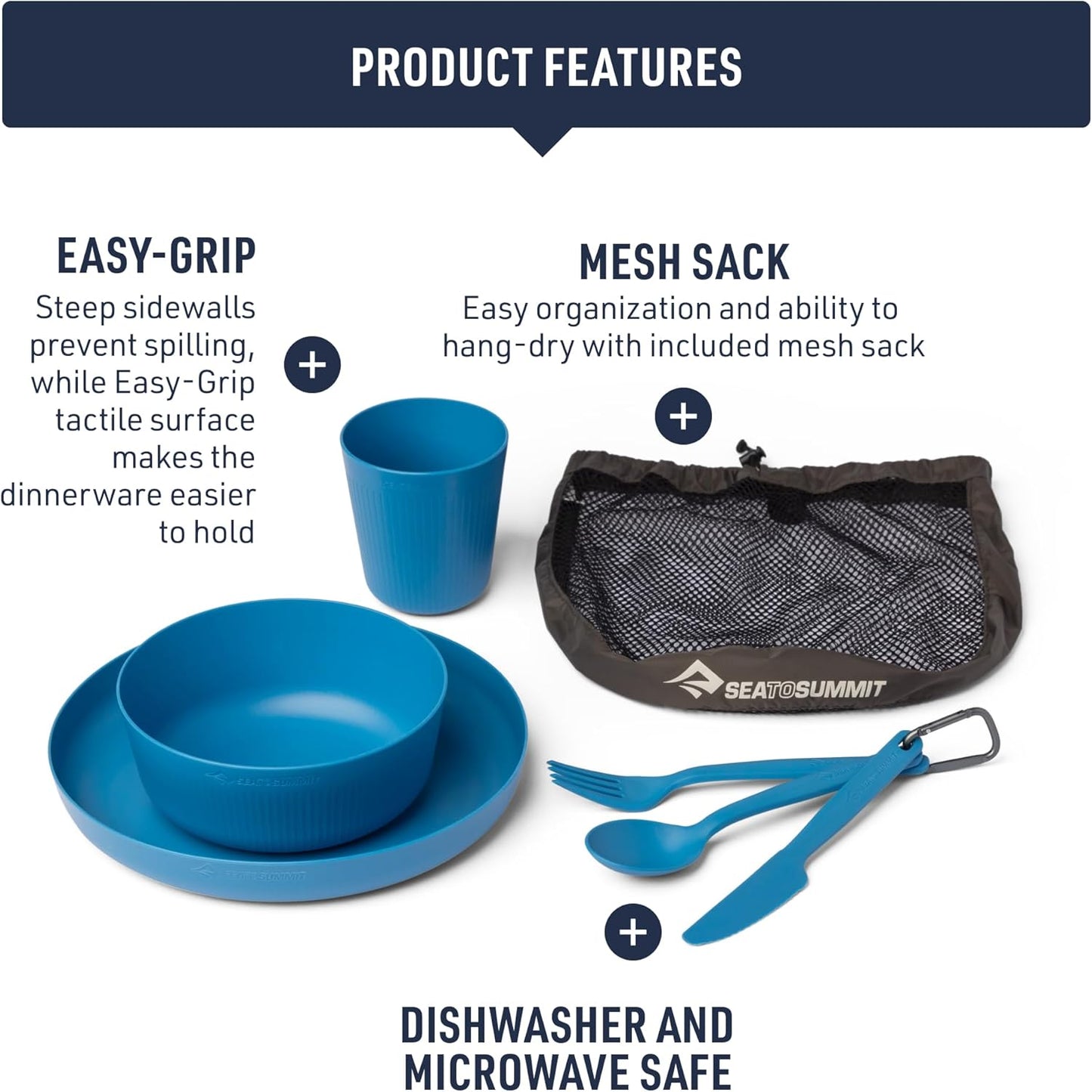 Camp Dinnerware Set with Mesh Sack, Burnt Orange