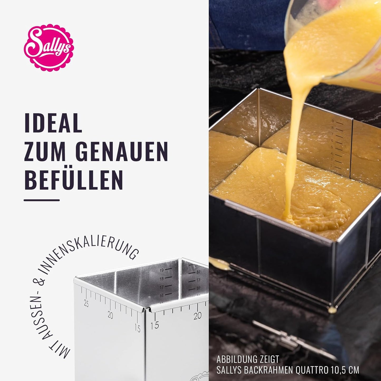 Verstellbarer Backrahmen, 24x19 cm auf bis zu 32x46 cm-10 cm Höhe Backrahmen