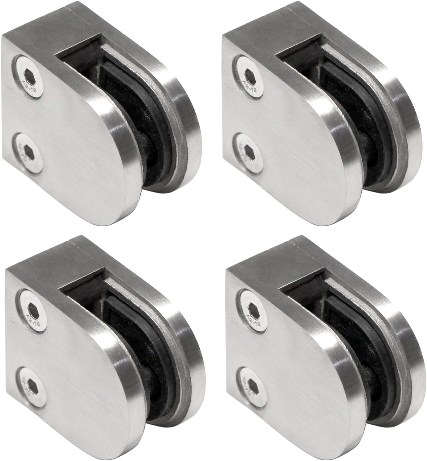 4-teiliges Glashalter-Set für Geländer, Anschluss: Flach | Glasdicke: 6 mm