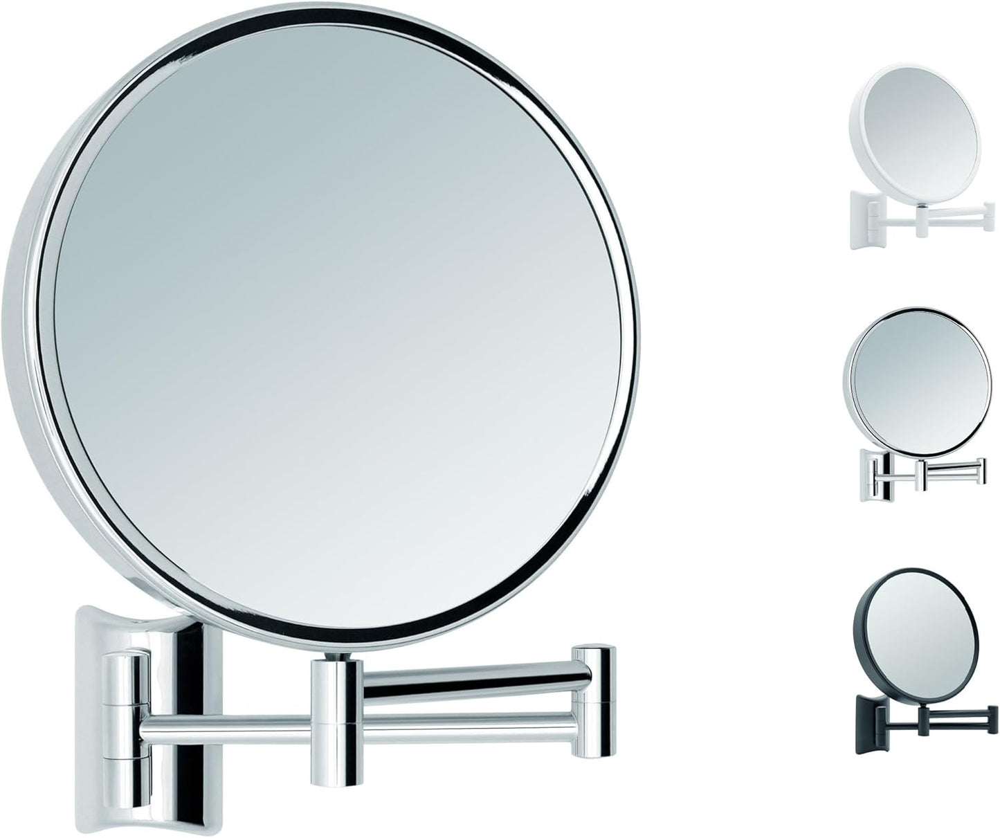 Drehbarer Schminkspiegel mit Wandmontage, 3x/10x Vergrösserung, Silber (3x/10x)