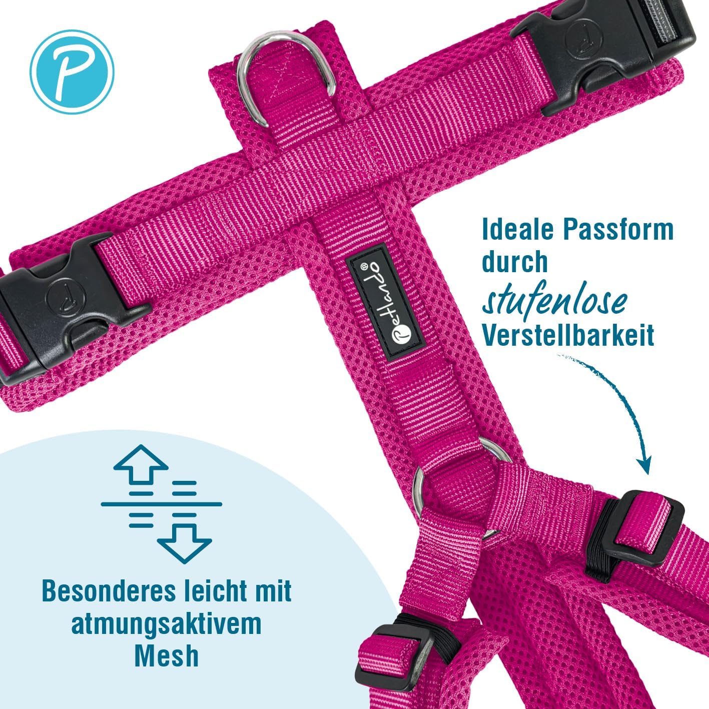 Brustgeschirr Mesh Y-Comfort, Fuchsia L