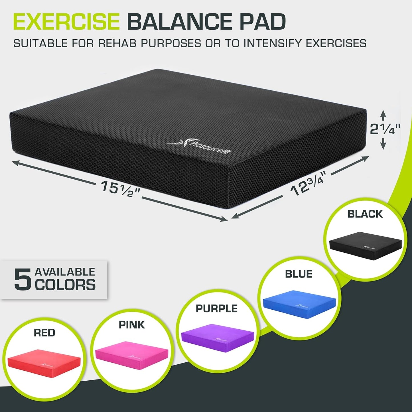 Balance Pad für Fitness & Stabilitätstraining, Black - L - (15.5 x 12.75)