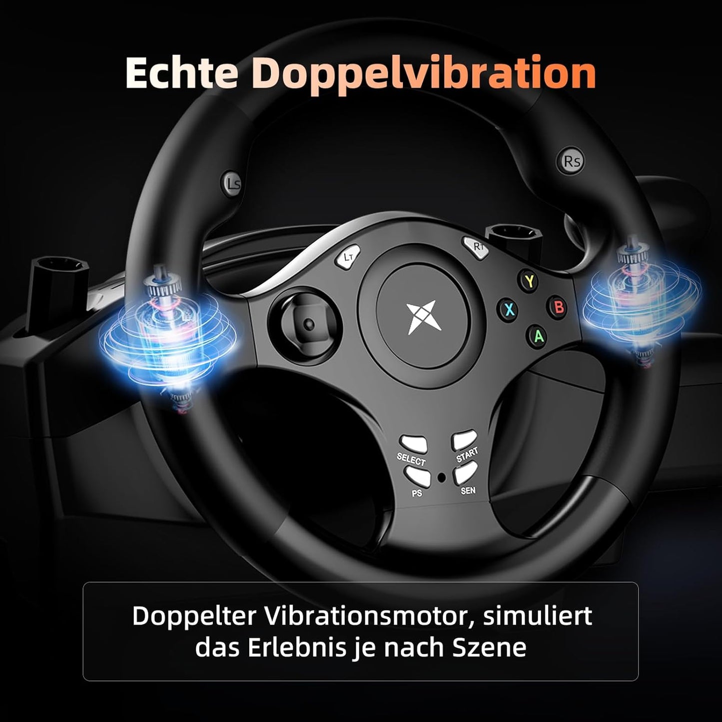 R270 Gaming Lenkrad mit Pedalen und Vibrationseffekt (270°)