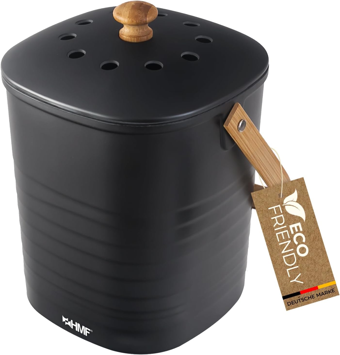 Geruchsdichter Biomülleimer mit Deckel, Schwarz 3 L