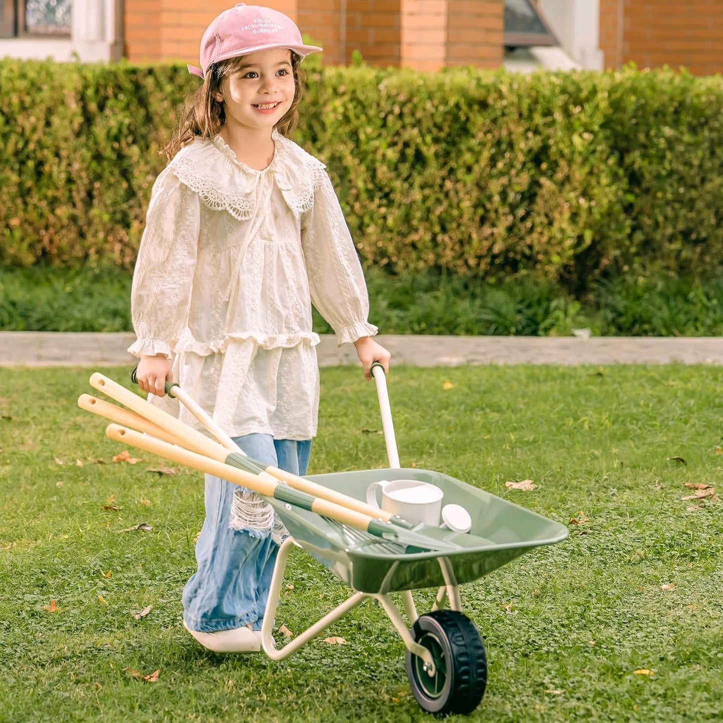 Kinder Gartenset mit Metallschubkarre