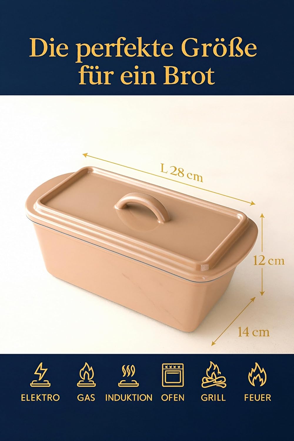 Gusseisen-Brotbackform mit Deckel, Mocha Mousse