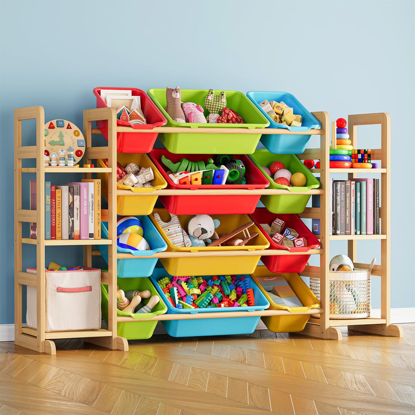 Spielzeug-Organizer mit Regalen und Behältern, Bunt 52.3"W, 6 Shelves, 12 Bins 1