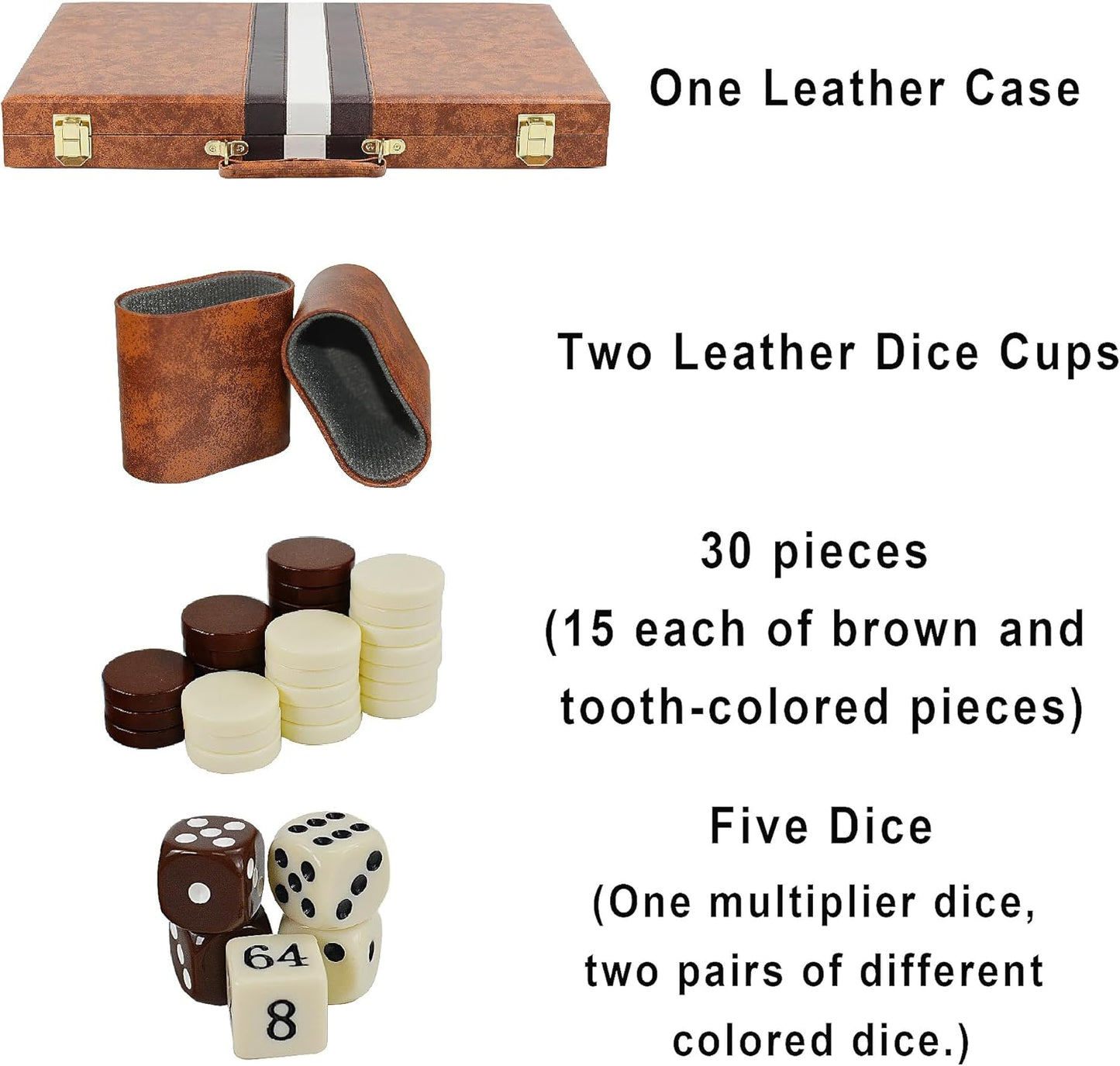 Backgammon-Koffer Reise-Spielset, Braun
