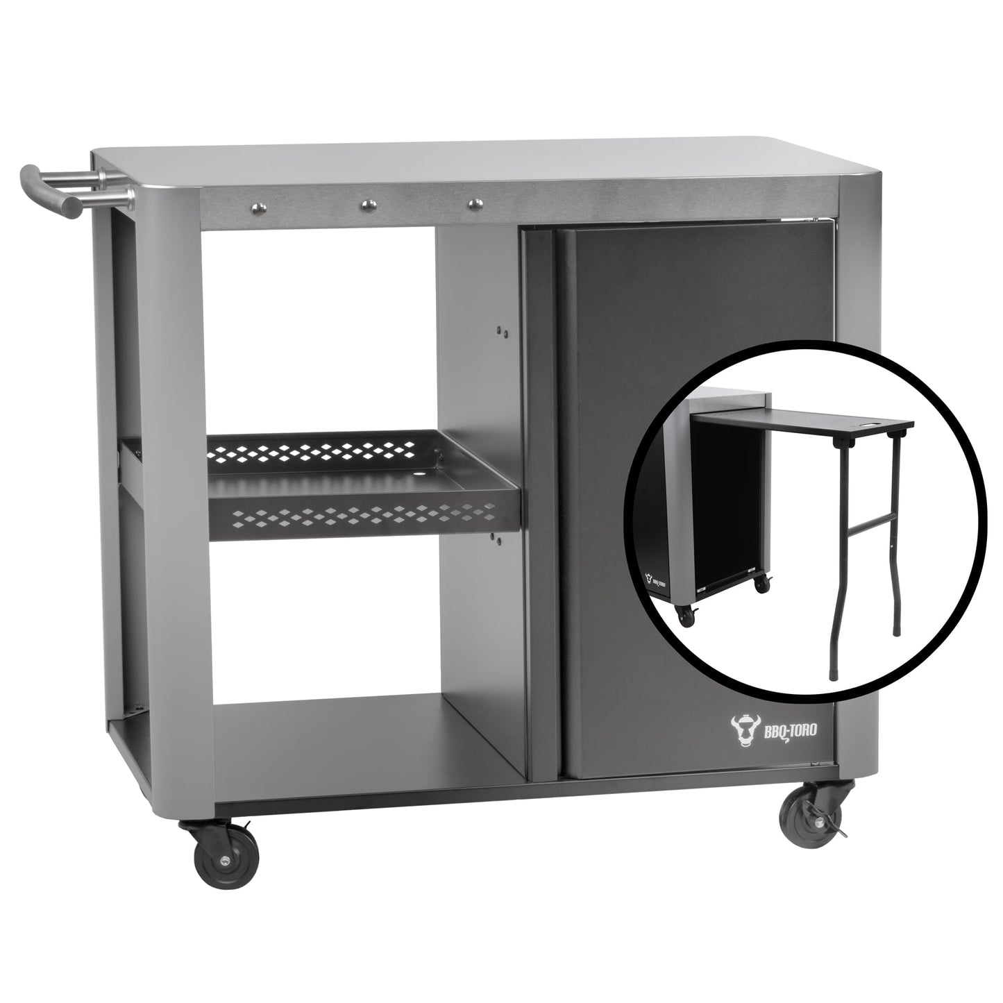 BQT6 Grillwagen mit grosser Arbeitsfläche 95 x 50 cm, Silber