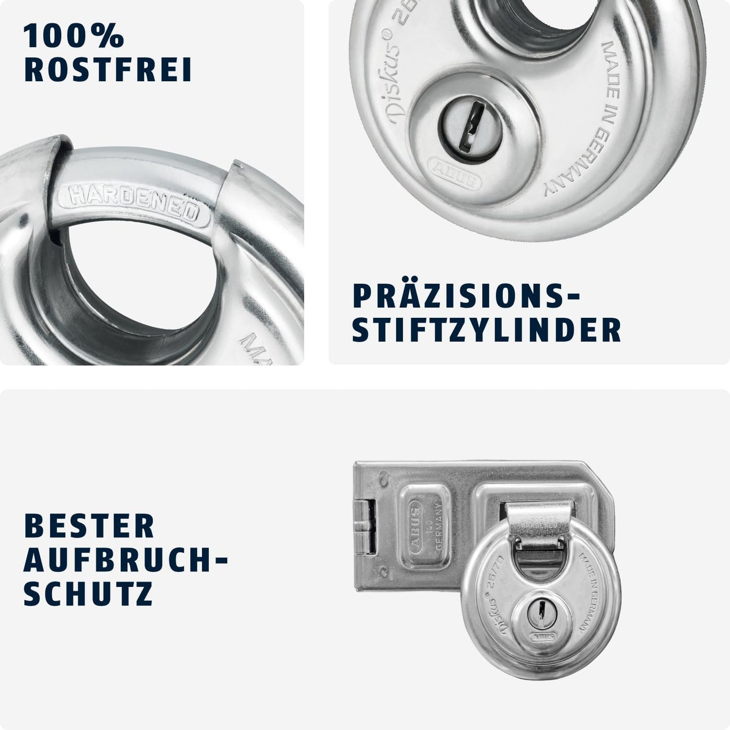Diskus Vorhängeschloss, 70mm ohne Sicherungskarte