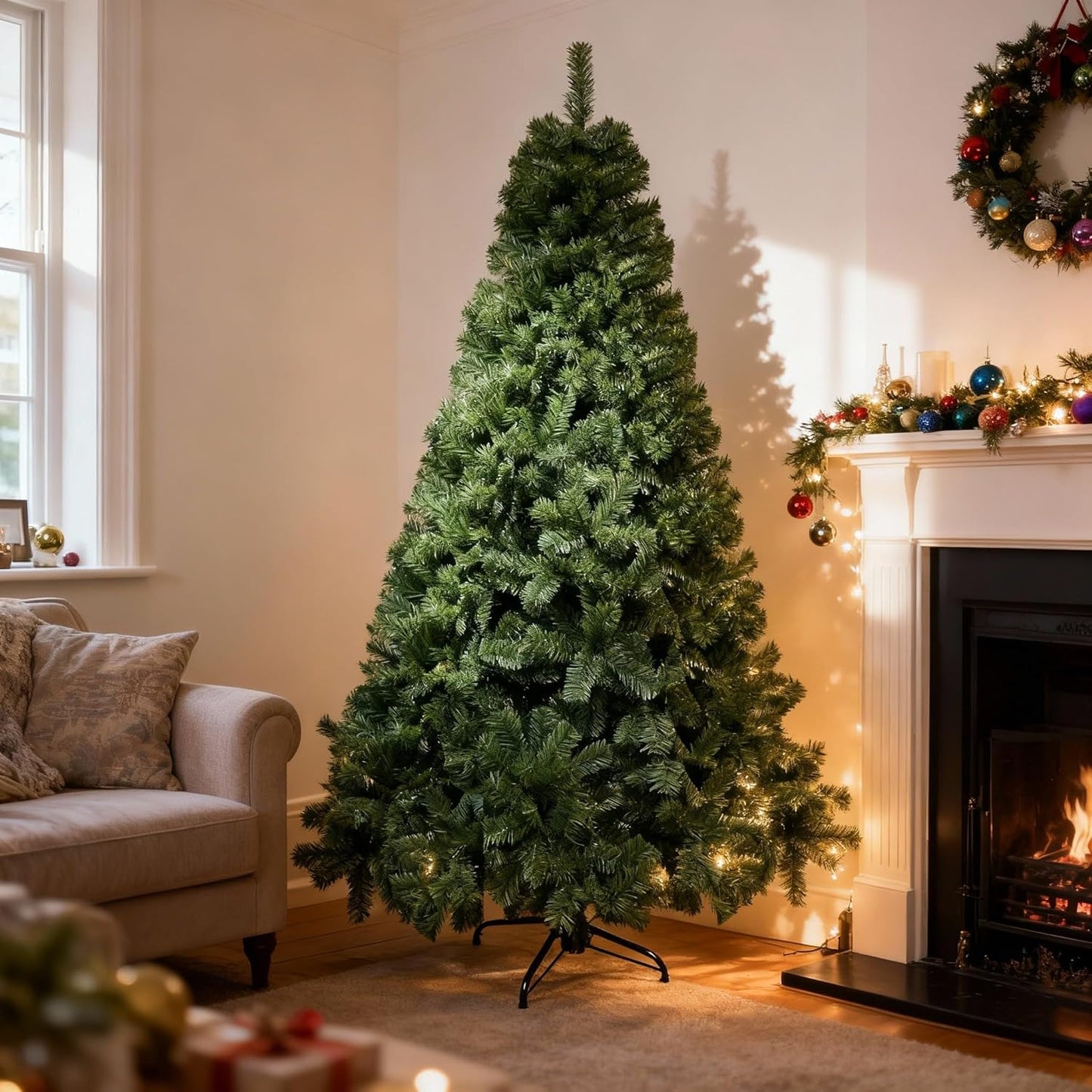 Künstlicher Weihnachtsbaum mit Metallständer, Grün 120 cm