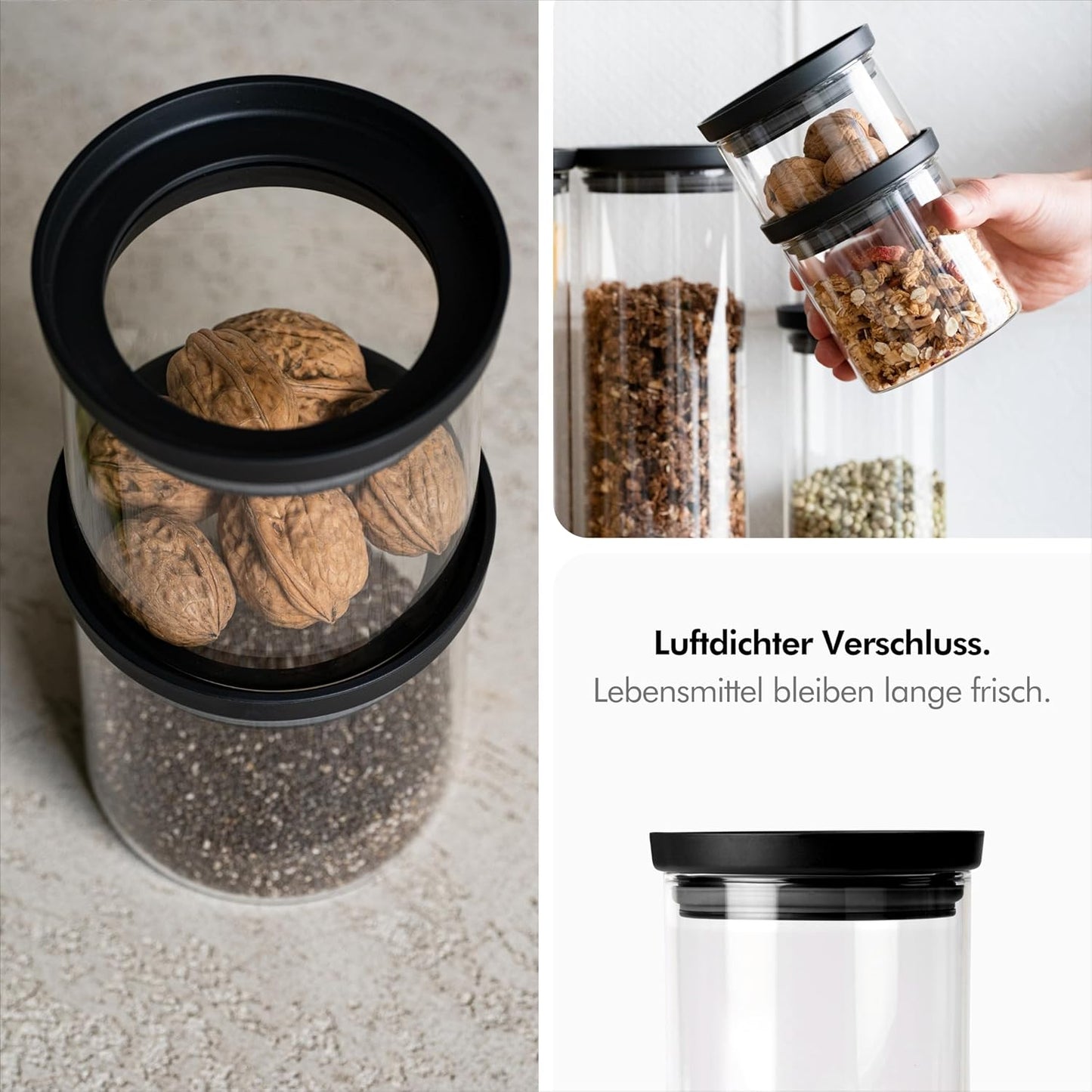 4x Vorratsgläser mit Deckel, 4x 500ml (17oz)