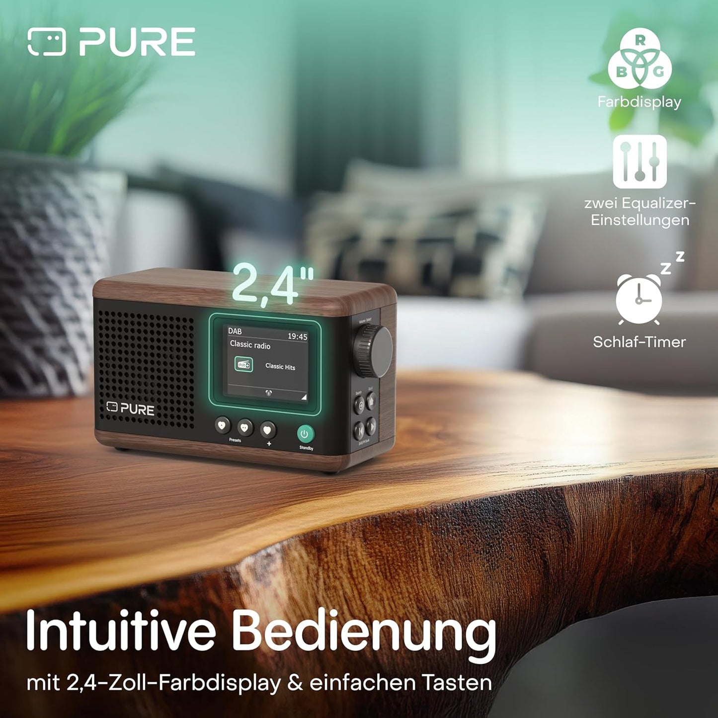 Tragbares Digitalradio Classic Mini, Schwarz