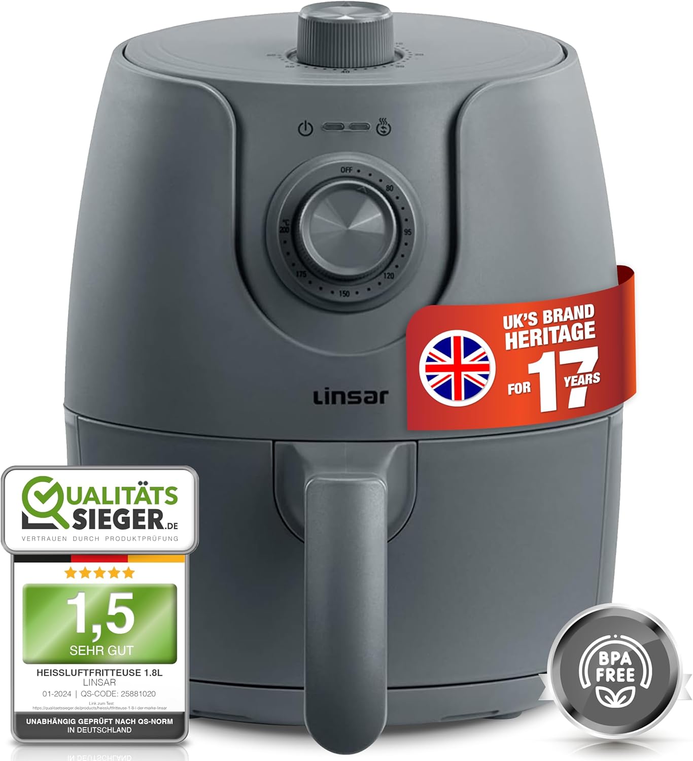 Mini-Heissluftfritteuse, Grau
